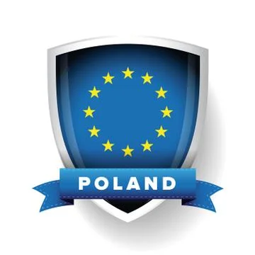 Poland - EU member flag vector shield Stock Illustration