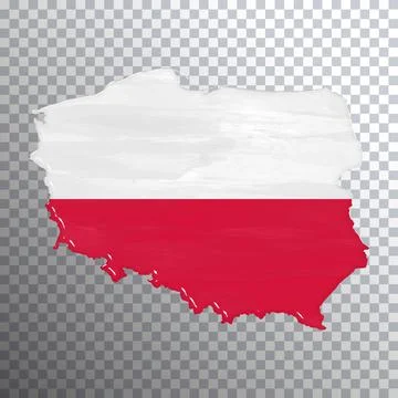 Poland flag and map, transparent background Stock Illustration