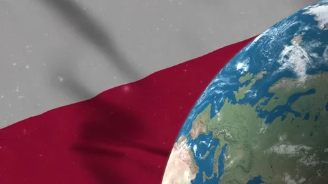 Poland Flag and Poland Map on Earth Globe 4K Stock Footage 220782793