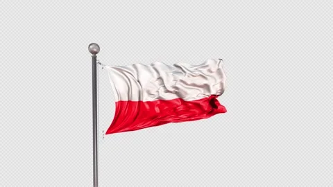 Poland Flag  Animation Loop Include Alpha 3D Rendering Stock-Footage 312091394