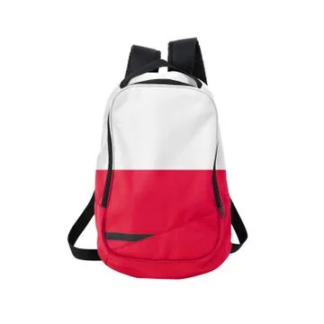 Poland flag backpack isolated on white Stock Photos