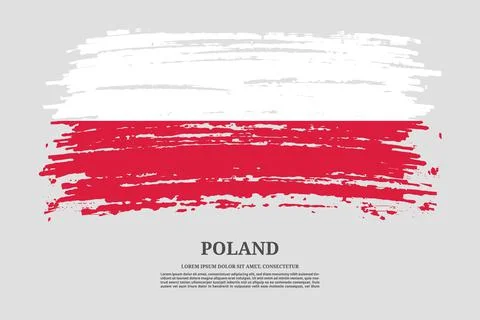 Poland flag with brush stroke effect and information text poster, vector Stock Illustration