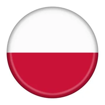 Poland flag button 3d illustration with clipping path Stock Illustration