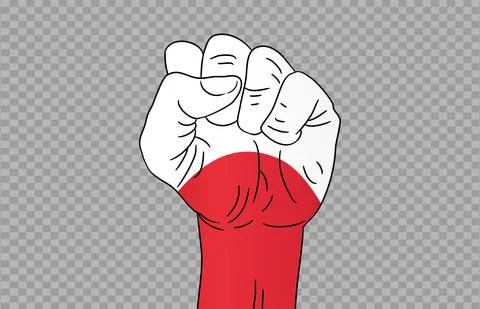 Poland flag colored hand isolated on png or transparent  background, Symbols Stock Illustration