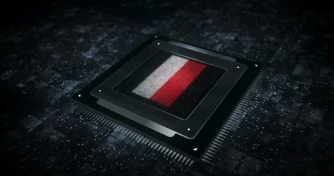 Poland flag on computer cpu Stock Footage 312597021