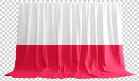 Poland Flag Curtain in 3D Rendering called Flag of Poland Stock Illustration