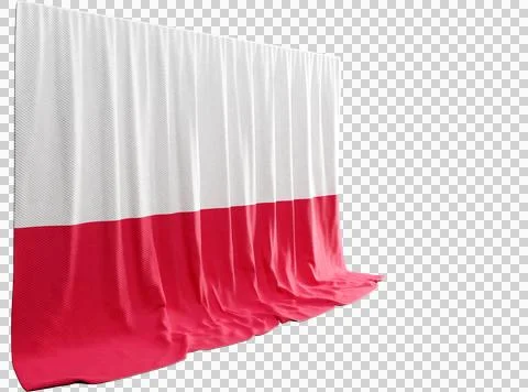 Poland Flag Curtain in 3D Rendering called Flag of Poland Stock Illustration