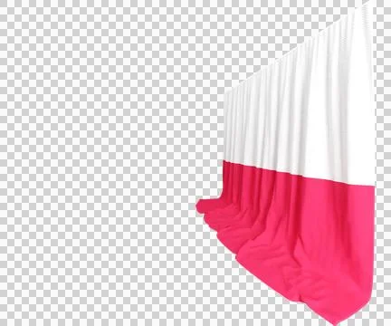 Poland Flag Curtain in 3D Rendering called Flag of Poland Stock Illustration