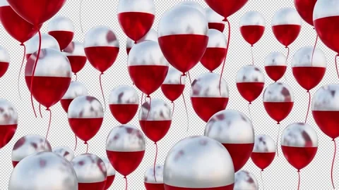 Poland Flag On The Flying Balloons Video stock 314674128