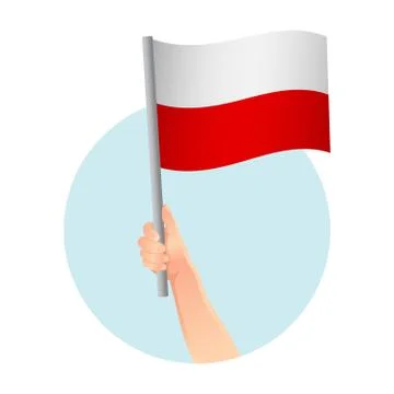 Poland flag in hand icon Illustrazione stock