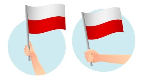 Poland flag in hand icon Stock Illustration
