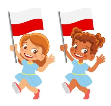 Poland flag in hand set Stock Illustration
