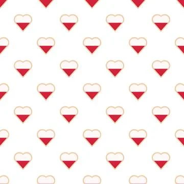 Poland flag heart shape seamless patriotic pattern Stock Illustration