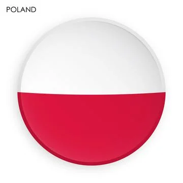POLAND flag icon in modern neomorphism style. Button for mobile application o Illustrazione stock