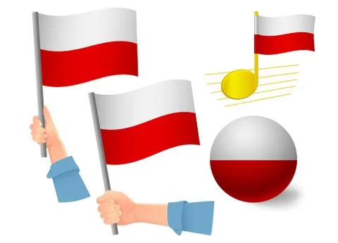 Poland flag icon set Stock Illustration