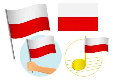 Poland flag icon set Stock Illustration