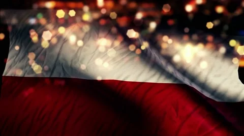 Poland Flag Light Night Bokeh Abstract Loop Animation 4K Stock Footage 47622536