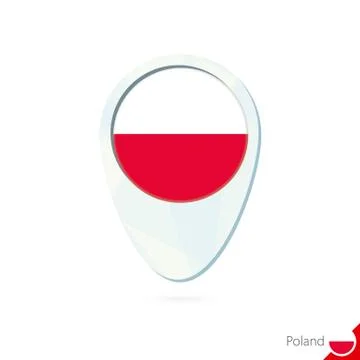 Poland flag location map pin icon on white background. Stock Illustration