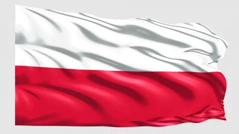 Poland Flag Loop 4K UHD 3840 x 2160 with alpha channel Stock Footage 221336746