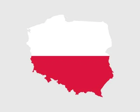 Poland Flag Map. Map of the Republic of Poland with the Polish country banner Stock Illustration