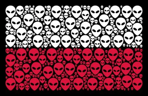 Poland Flag Mosaic of Alien Face Icons 스톡 일러스트