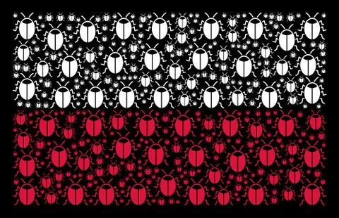 Poland Flag Pattern of Bug Icons Stock Illustration