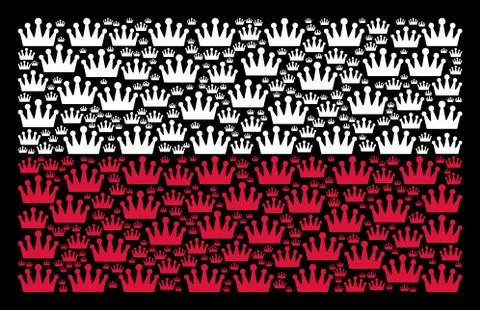 Poland Flag Pattern of Crown Items Stock Illustration