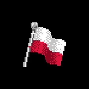 Poland Flag in Pixel Art Stock Illustration