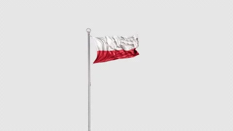 Poland   Flag Pole  Animation Include Alpha 3D Rendering Stock-Footage 283028748