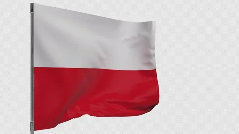 Poland flag on pole Stock Footage 148804878