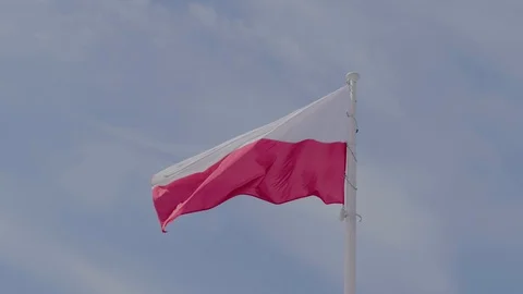 Poland Flag on pole, slow-motion Stock Footage 106668585