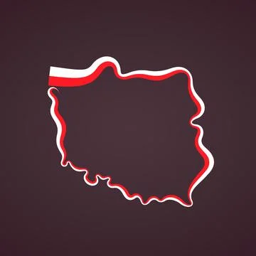 Poland  Flag ribbon map Stock Illustration