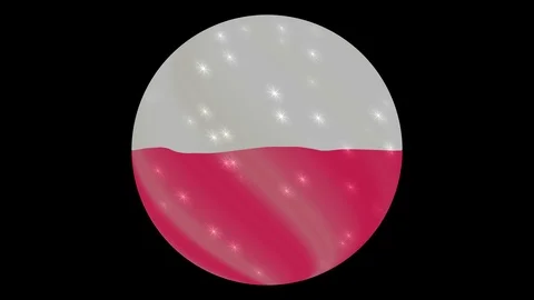 Poland flag in a round ball rotates. Flicker and shine. Animation loop Stock Footage 110406185