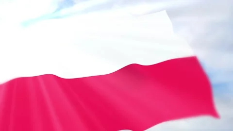 Poland Flag Seamless Loop 4k 60fps on Sky Background Stock Footage 340619620