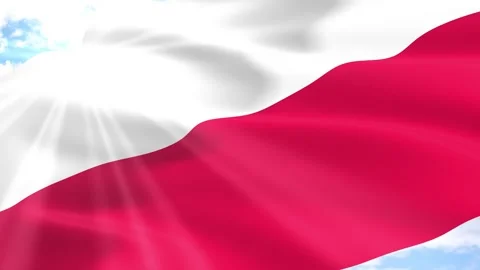 Poland Flag Seamless Loop 4k 60fps on Sky Background Stock Footage 341567855