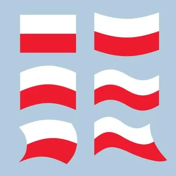 Poland flag. Set of flags of Polish Republic in various forms. Developing the Stock Illustration