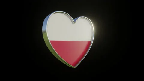 Poland Flag in the Shape of 3D Heart. Video stock 133196529