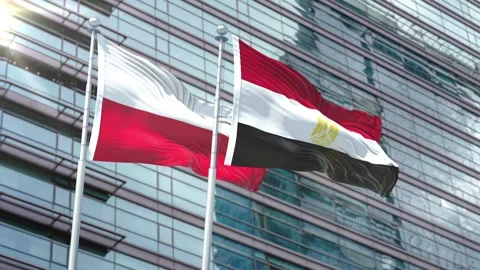 Poland Flag VS Flag of Egypt Stock Footage 343603710