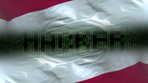 Poland flag - Waving flag on matrix binary code background Stock Footage 321420491