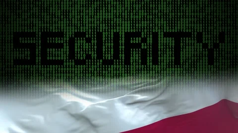 Poland flag - Waving flag on matrix binary code background Stock Footage 321422495