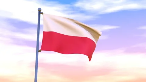 Poland Flag waving in the high wind Video stock 154873507