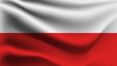 Poland flag waving with the wind Stock Illustration