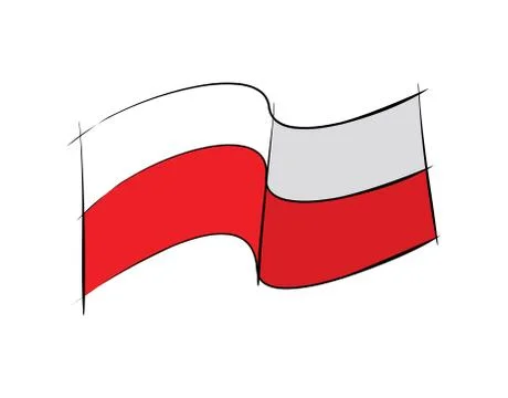 Poland Flag on white background in vector illustration Stock Illustration