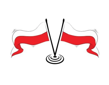 Poland Flag on white background in vector illustration Stock Illustration