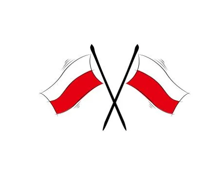 Poland Flag on white background in vector illustration Stock Illustration