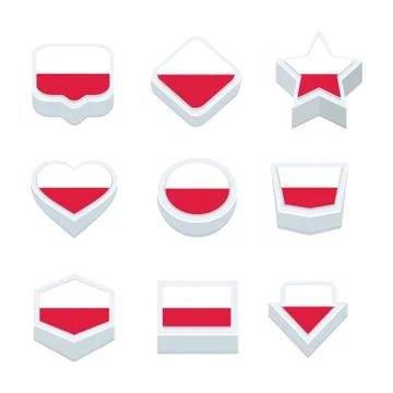Poland flags icons and button set nine styles Stock Illustration