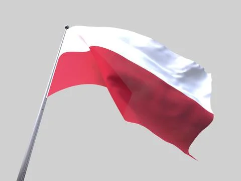 Poland flying flag isolate on white background Stock Illustration