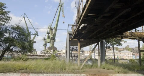 Poland Gdansk Shipyard-from-Train 422 25FPS Stock Footage 128294810