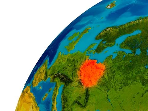 Poland on globe Stock Illustration