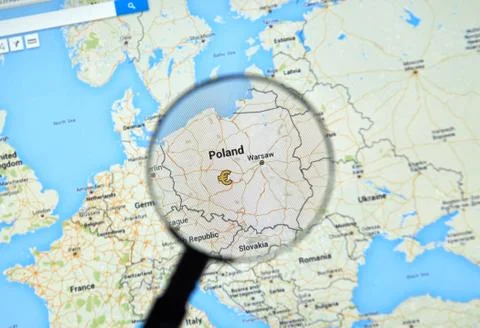 Poland on Google Maps Stock Photos